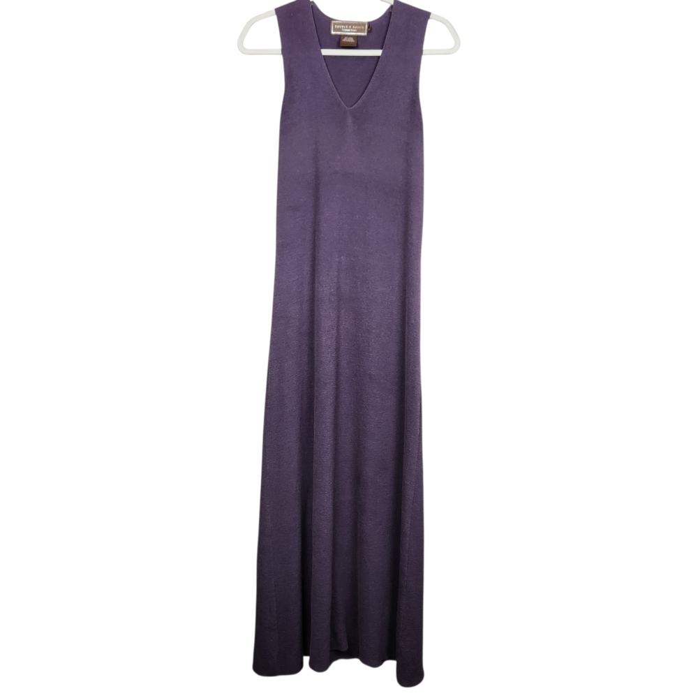 Double D Ranch Linen Blend Knit Heather Purple Plum Maxi Dress Womens Size M